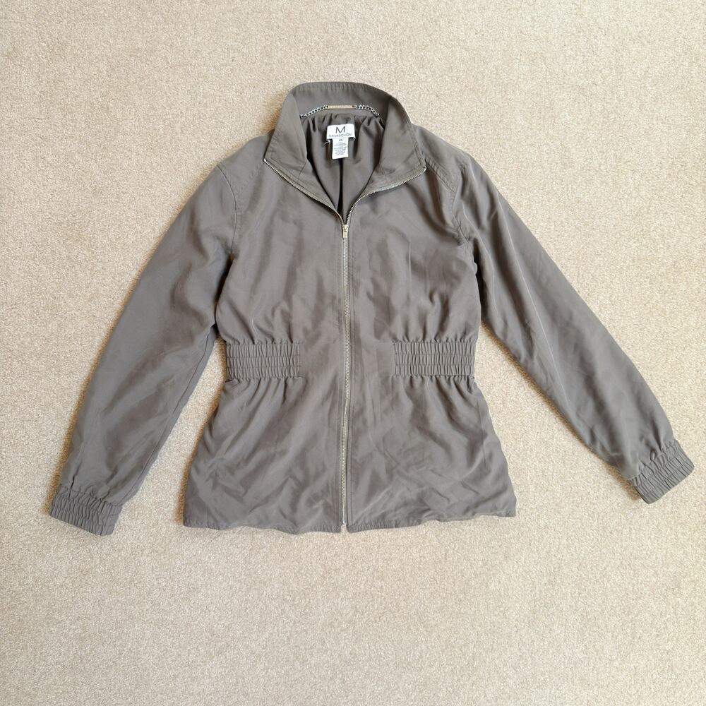 Magaschoni Olive Green Lightweight Sateen Full-Zip Bomber Field Jacket Womens XS
